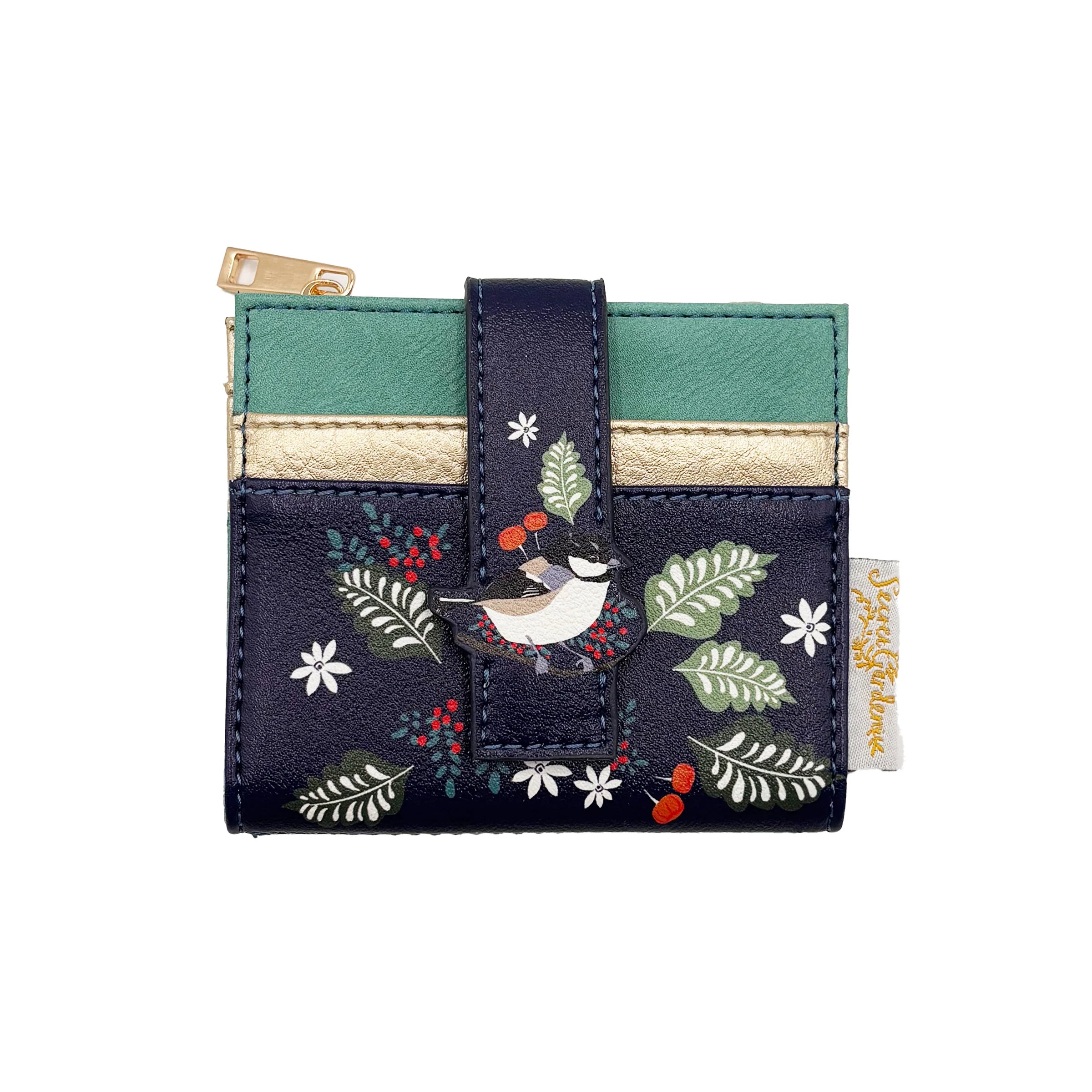 Bird foldover purse front view on white background
