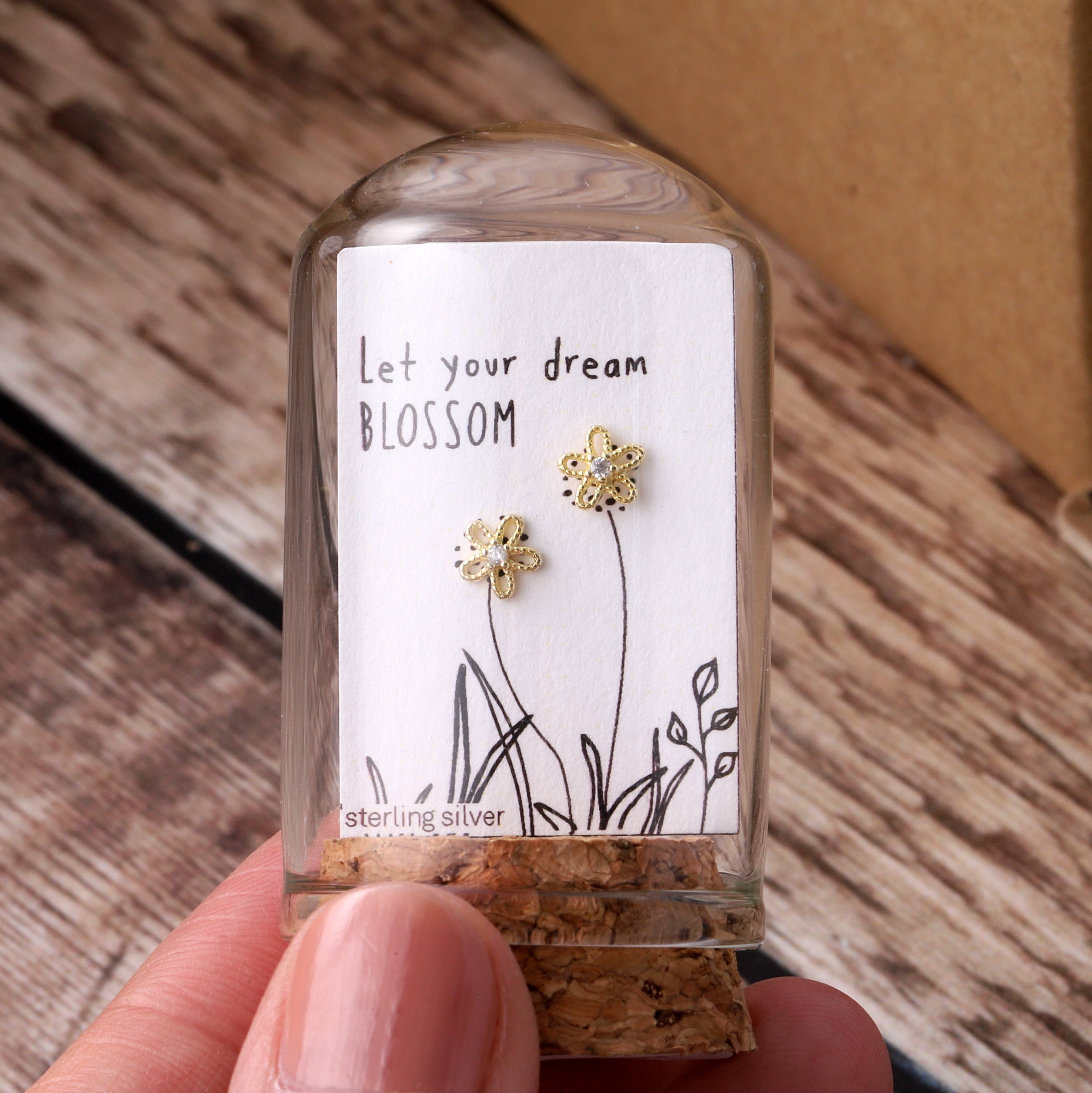 Silver and gold blossom flower earrings, Let Your Dream Blossom