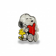 Snoopy and Woodstock PVC hair claw close-up detail.