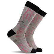 Grey boob print socks on a pure white background