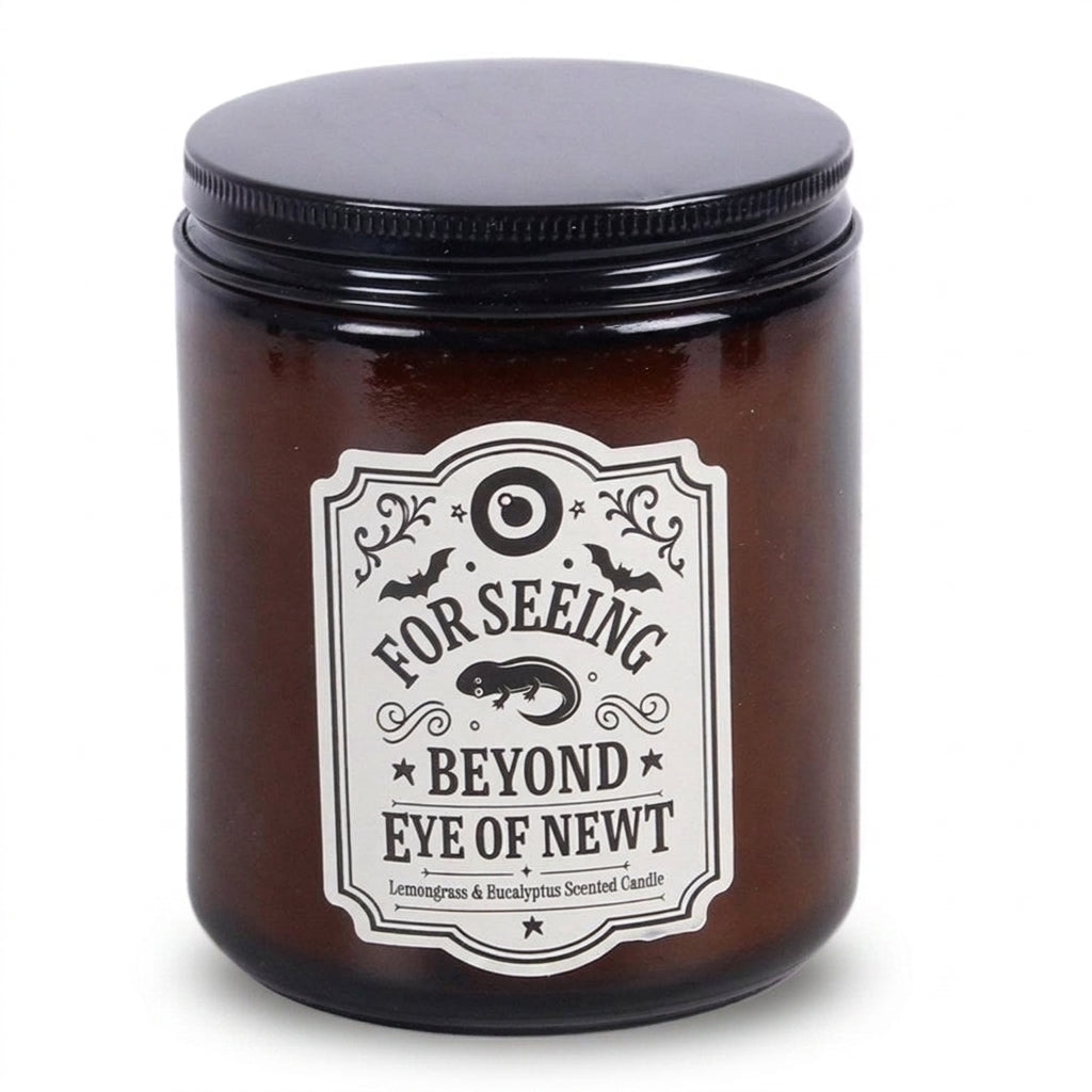 Eye of Newt amber apothecary candle on a white background