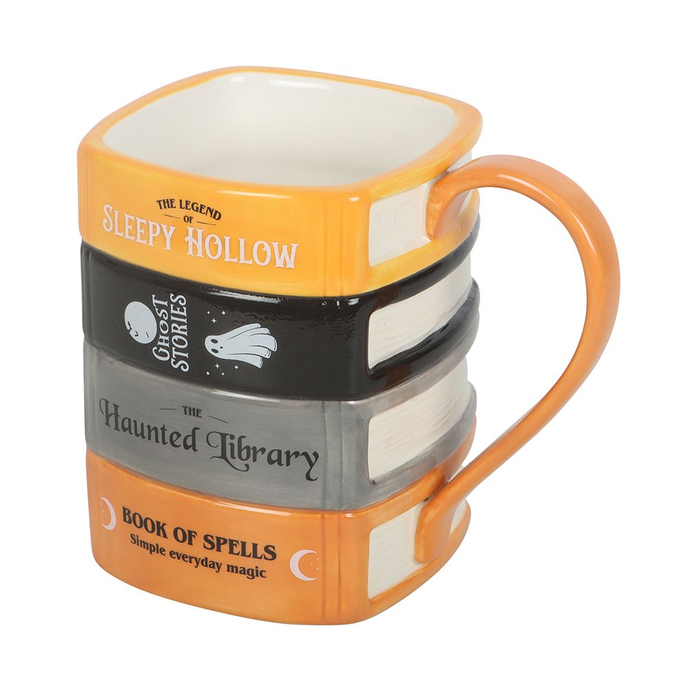 Haunted Library book stack mug angled view