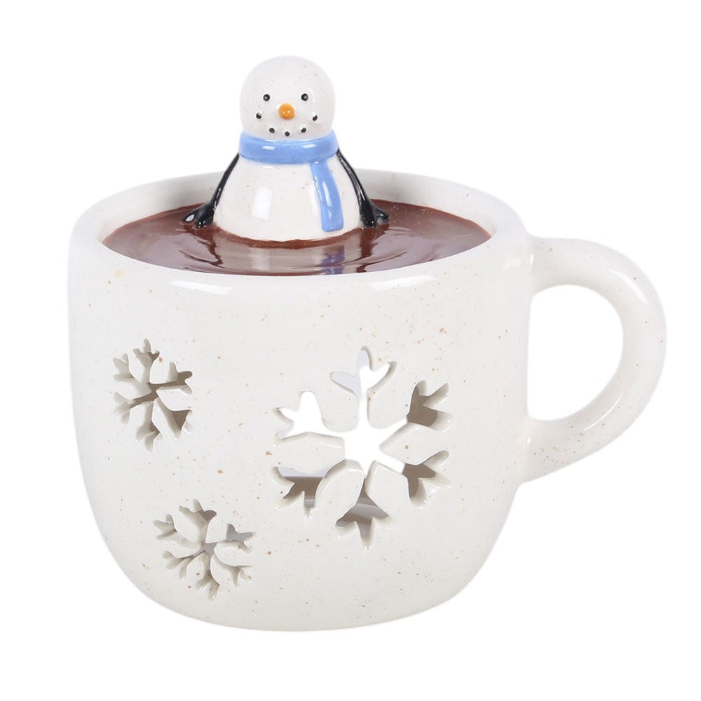 Snowman hot chocolate wax warmer front view