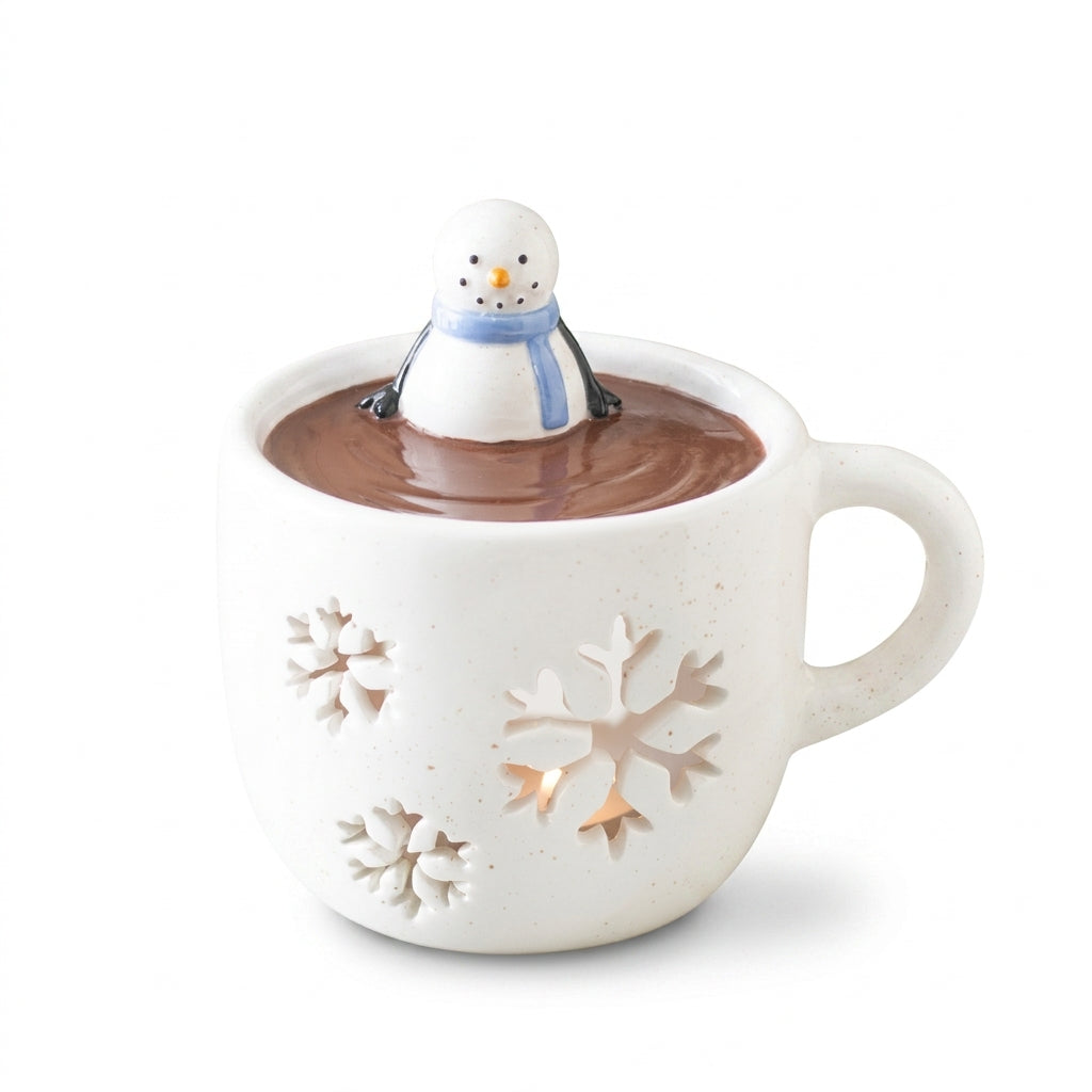 Snowman hot chocolate wax warmer on a white background
