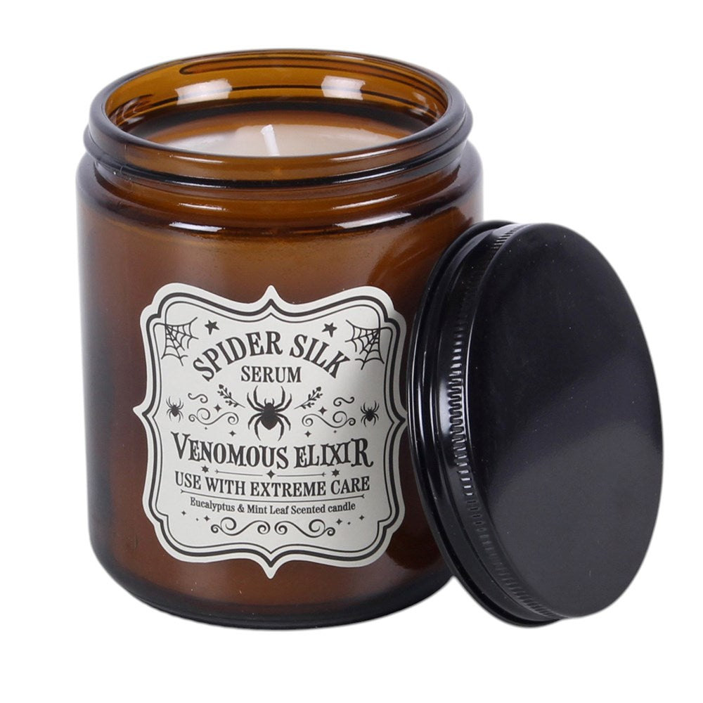 Spider Silk Serum candle with the lid off