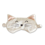 White cat face satin eye mask on a white background