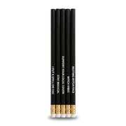 Set of five black witchy pencils on a white background