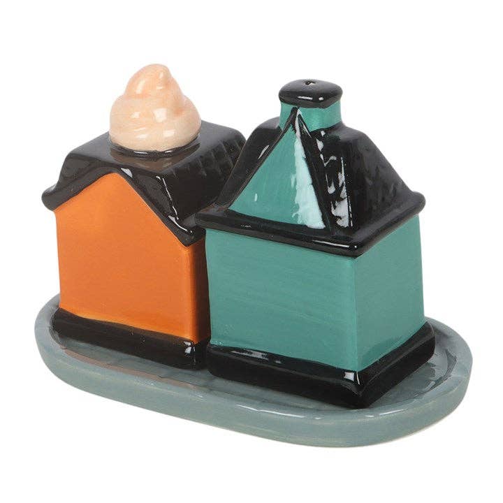 Spooky Street salt and pepper shakers, side view
