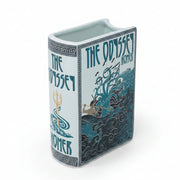 Vase designed like 'The Odyssey' book with classical design elements