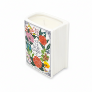 Back of the Secret Garden book candle showing sculpted pages, white background