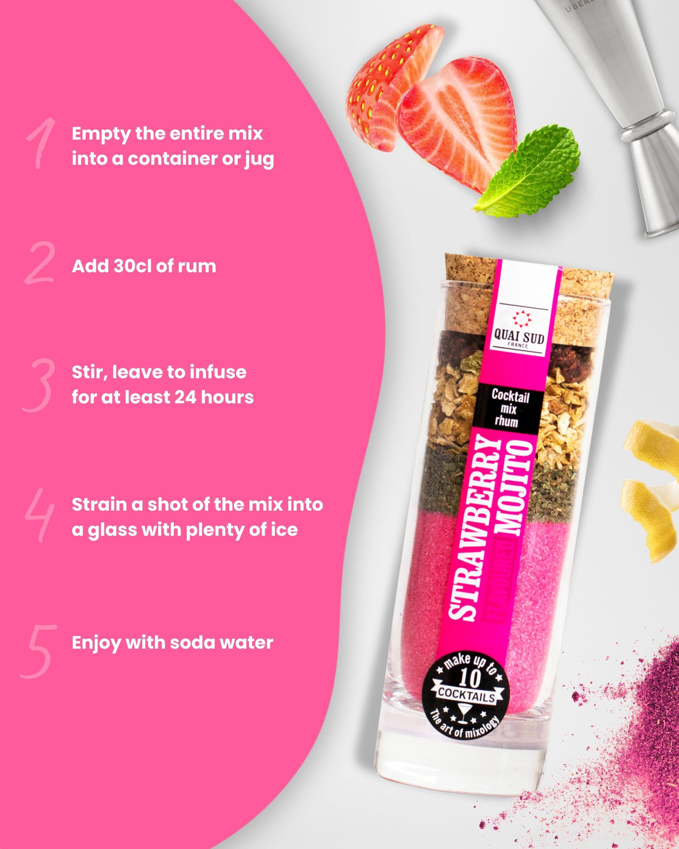 Strawberry mojito make-your-own cocktail kit