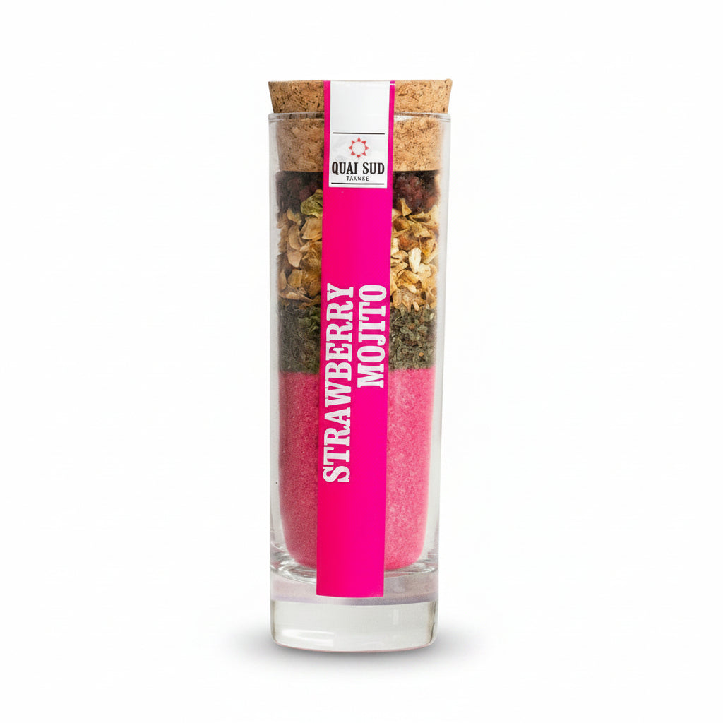 Strawberry mojito cocktail mix, styled setting