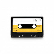 Retro cassette tape Bluetooth speaker front view on grey background