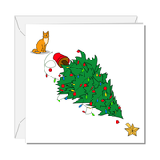 Grumpy Cat Christmas Tree Card on a pure white background
