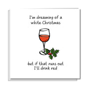 White Christmas Red Wine Card on a pure white background