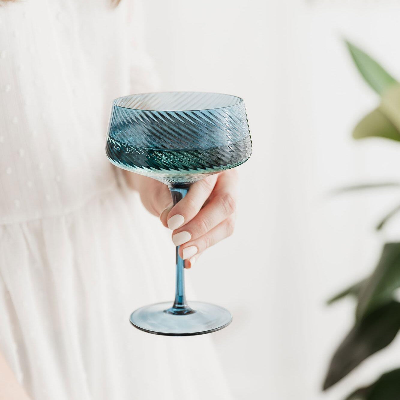 Twist champagne coupes, side view