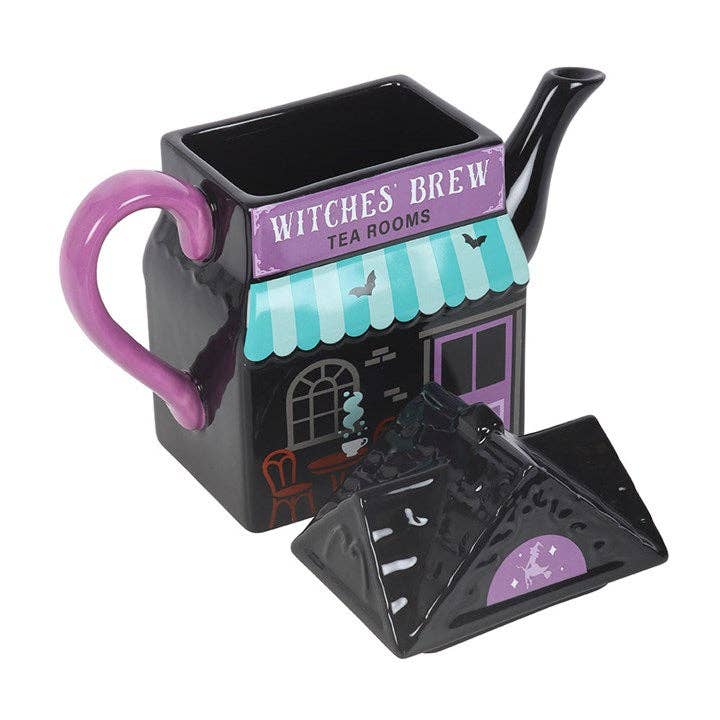 Witches' Brew Halloween teapot, close-up detail