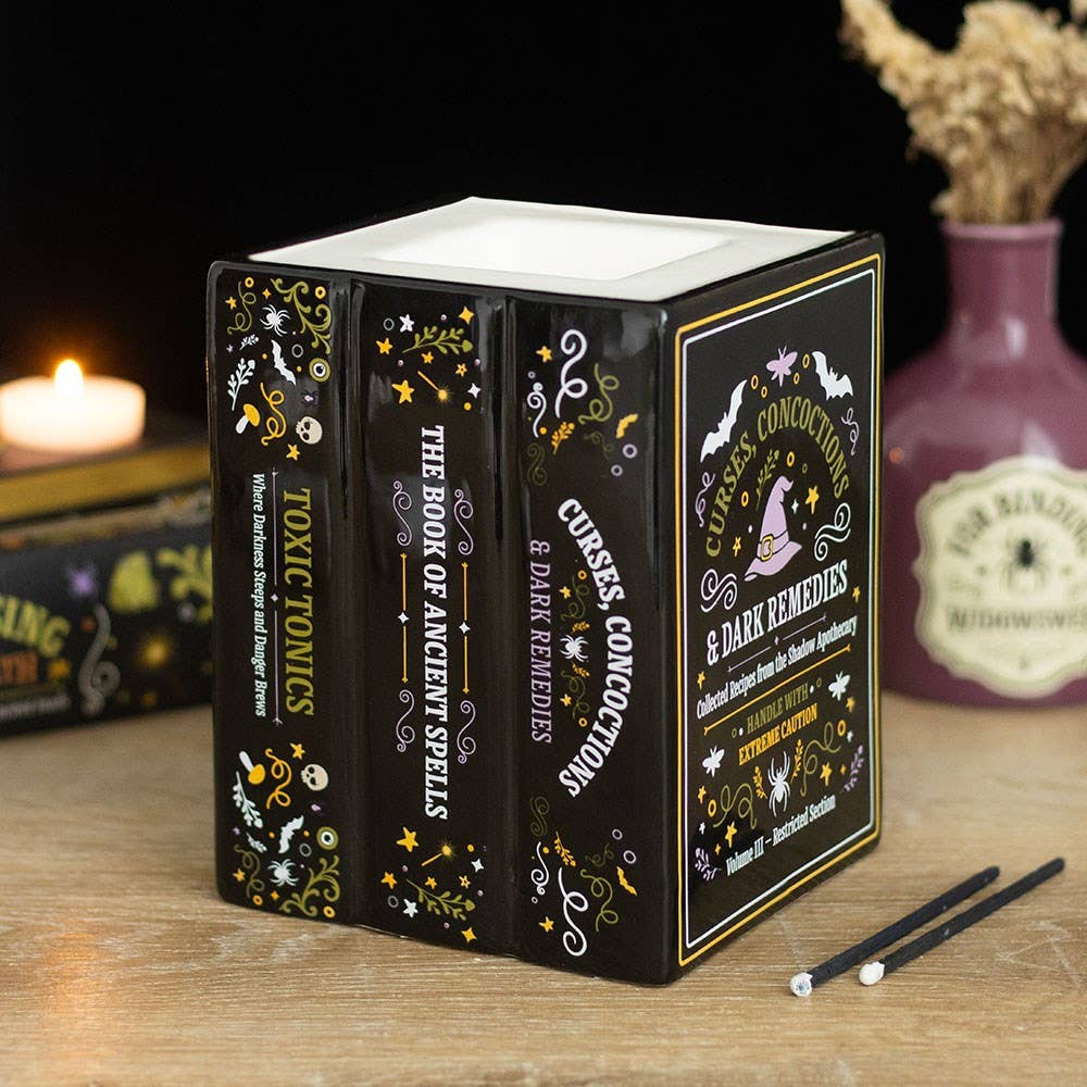Witch's Apothecary spell-book stack oil burner and wax warmer