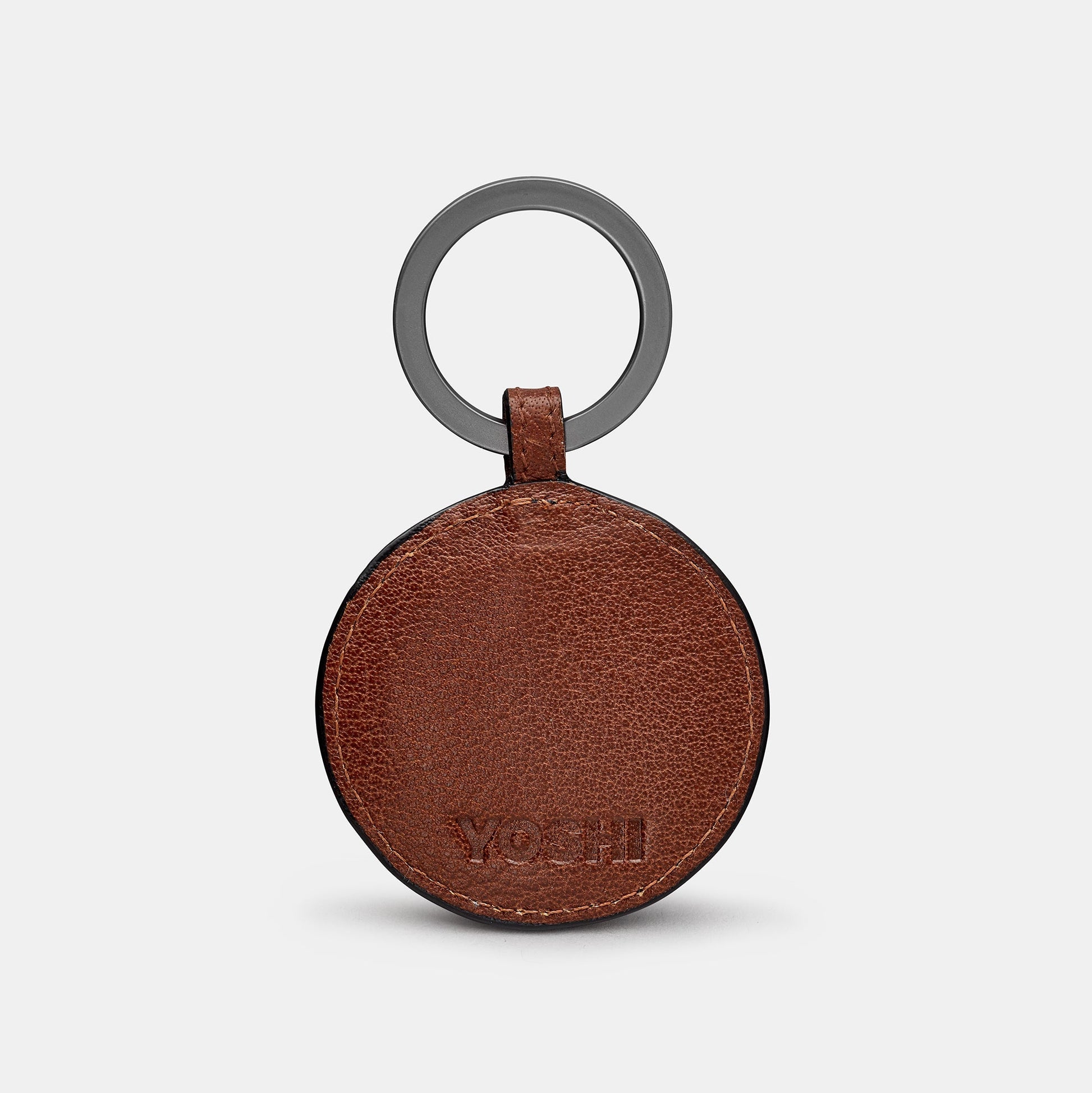 Mod roundel leather keyring back in brown with Yoshi embossed logo