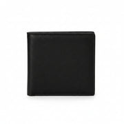 Yoshi two fold wallet in black leather angled view