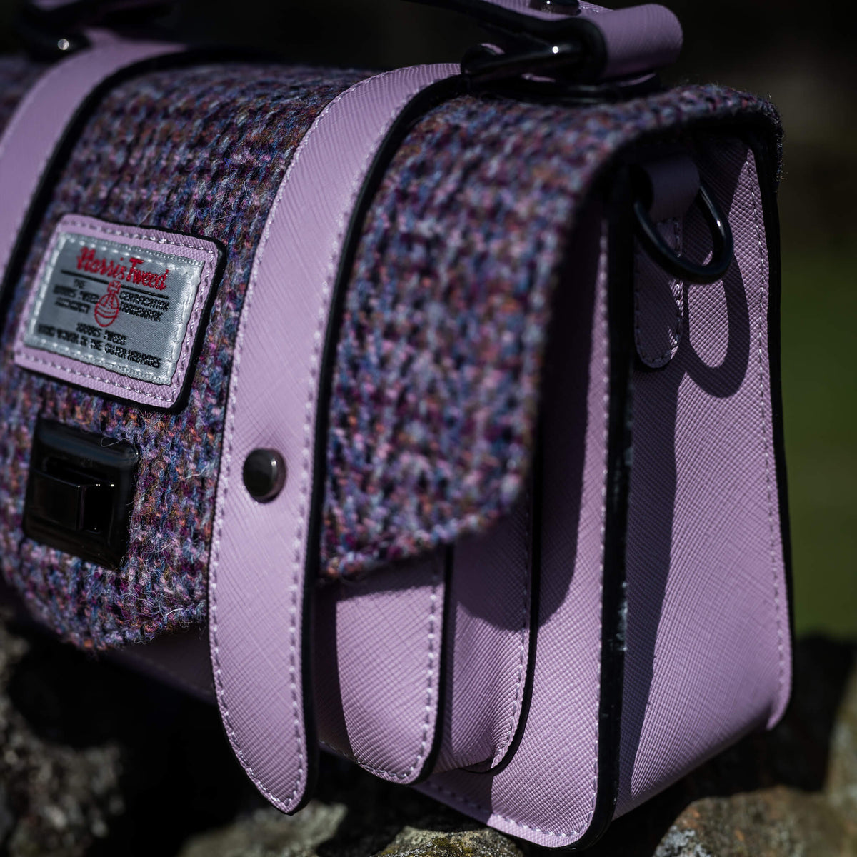 Harris Tweed Satchel/Handbag (Violet Mini Dogtooth) Snowpaw Contempo